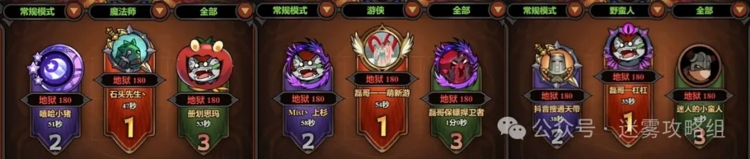 迷雾大陆S6赛季秘境180层各职业竞速BD汇总
