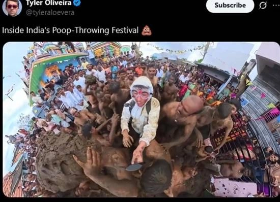 美国网红参加印度牛粪节后回国，声称自己“快要不行了”