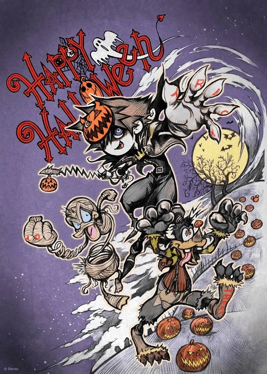 野村哲也万圣节插画暗藏玄机？或暗示《王国之心4》与《科学怪狗》的联动可能