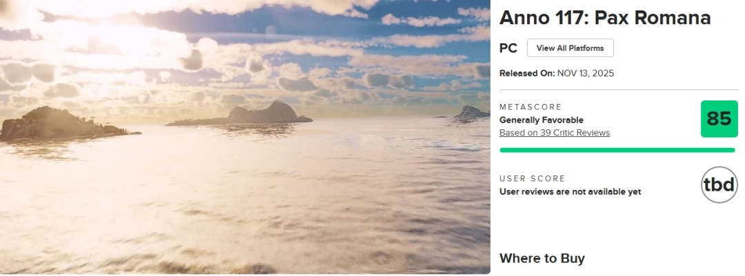 《纪元117：罗马和平》在M站获得了85分的平均评分，IGN也给出了9分的好评