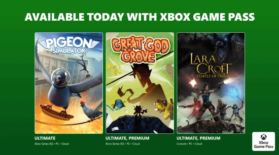 XGP新入库多款优质游戏：包含劳拉与奥西里斯神庙、鸽子模拟器以及GreatGodGrove