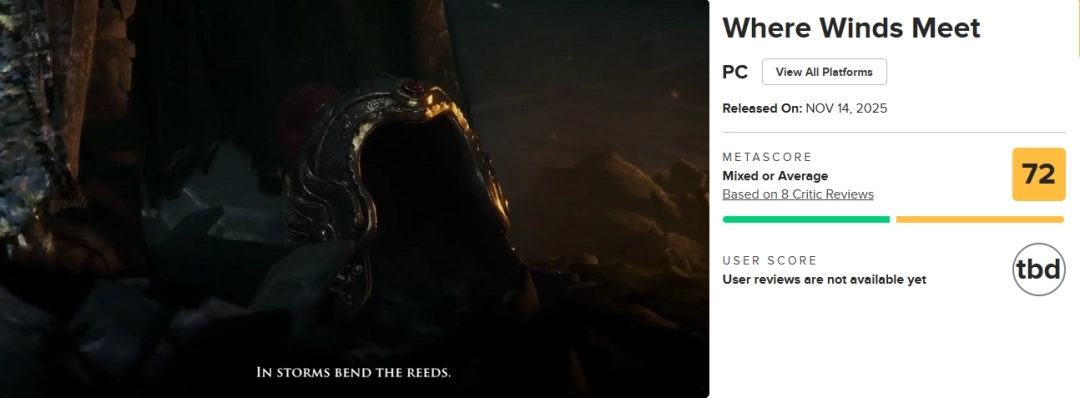 《燕云十六声》在M站的平均评分是72分：内容过于庞杂，导致其潜力难以充分展现！