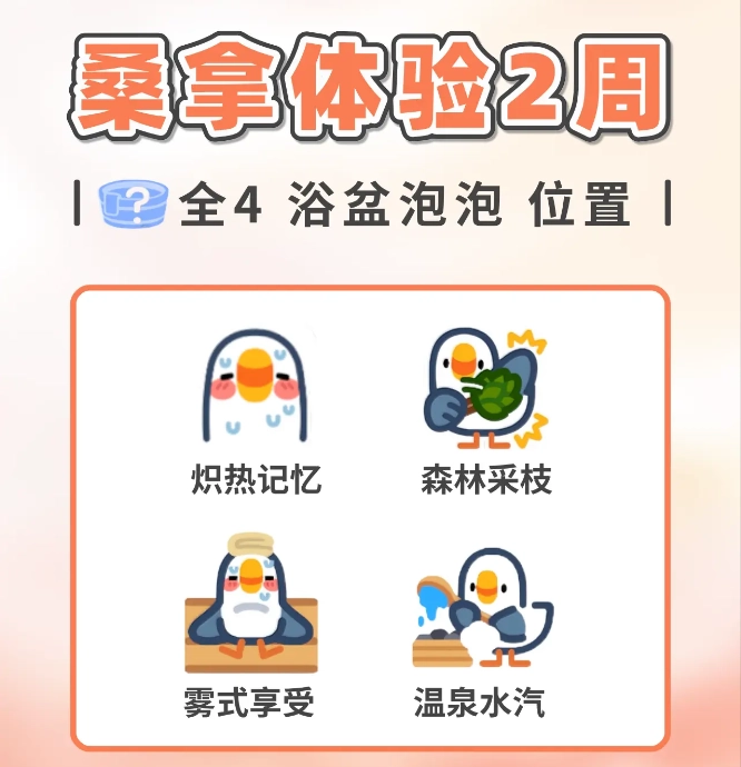 心动小镇桑拿体验第二周浴盆泡泡的具体位置