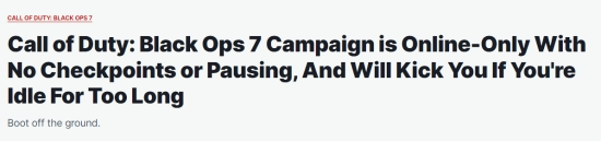 IGN狠批《使命召唤22》单人战役体验极差！挂机超时竟会被强制踢出