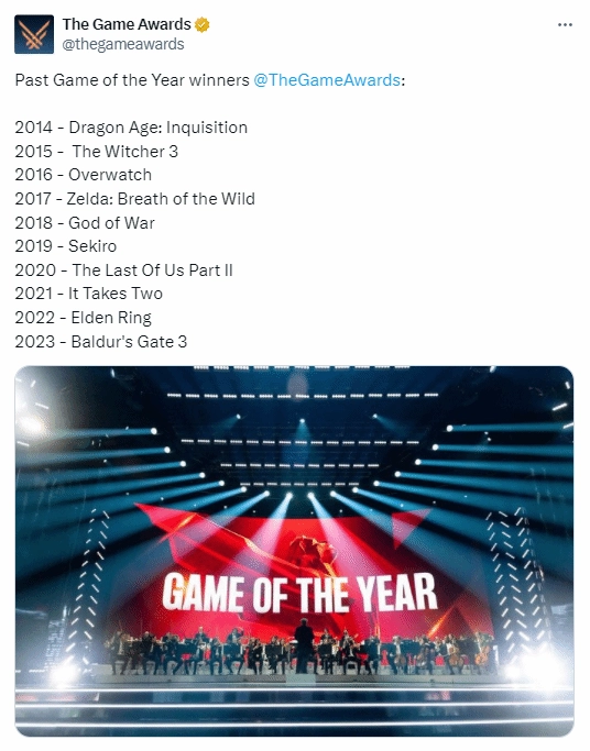 TGA历年年度游戏获奖名单：2025年的桂冠会花落谁家？