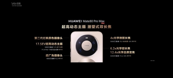 华为Mate 80 Pro Max首发潜望式双长焦：4X+6.2X组合，创Mate系列长焦新纪录