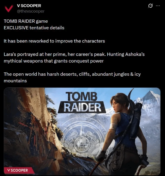 传《古墓丽影》新作经深度重制巅峰状态劳拉有望亮相