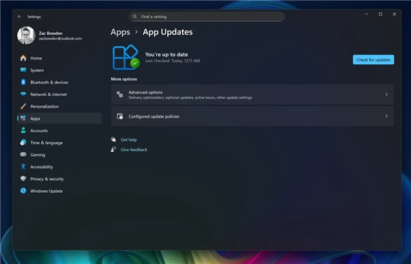 微软终于实现了！Windows11的设置界面里将支持应用更新功能