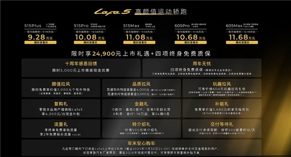 年轻人的第一辆纯电钢炮！零跑Lafa5正式上市，限时起售价9.28万