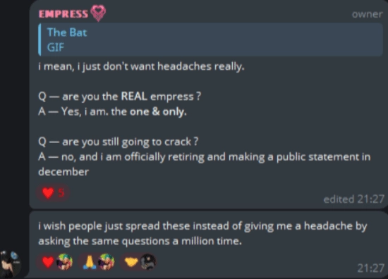 知名破解团体“女皇组”宣告隐退！网友纷纷猜测：是难以抗衡D加密了吗？