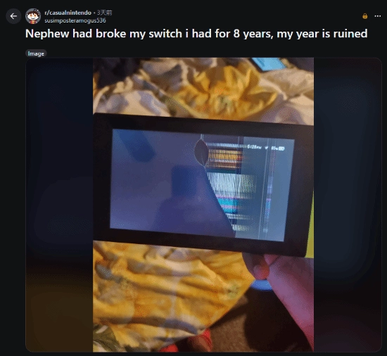 Switch被熊孩子玩坏后引发玩家激烈讨论：千万别让小孩进游戏房！
