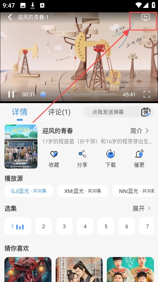 悠悠影视投屏功能按钮
