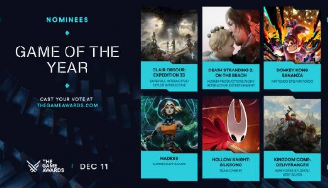 2025年《TGA》提名名单已正式揭晓！