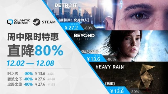 冬日暖心福利上线！QuanticDream全系列游戏史低价周促开启