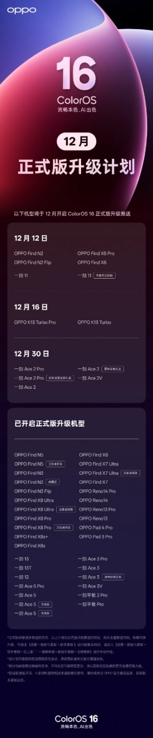 ColorOS16升级计划正式公布，OPPOReno15系列为用户带来更流畅的使用新体验