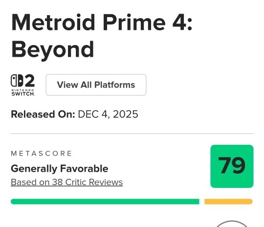 《银河战士Prime4：超越未知》评分公布成系列垫底之作