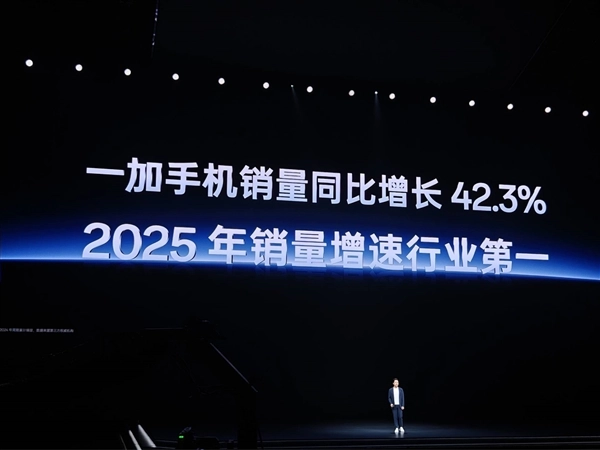 一加手机销量同比增长42.3%，2025年增速在行业中排名首位