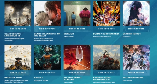 TGA“玩家之声”投票已开启第二轮角逐！两款国产游戏遗憾止步首轮