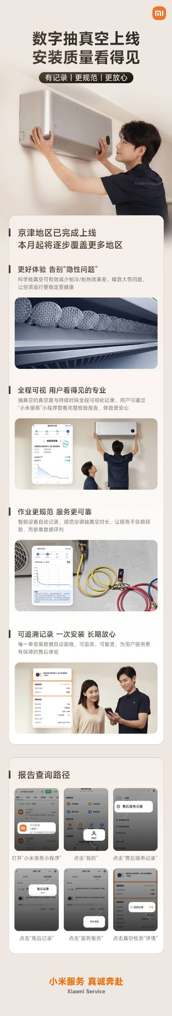 小米推出数字抽真空功能，自动记录时长还规范流程，空调安装从此更省心！