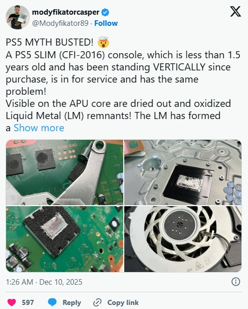 专业人士发出警告：所有PS5设备都存在液金老化的潜在风险！