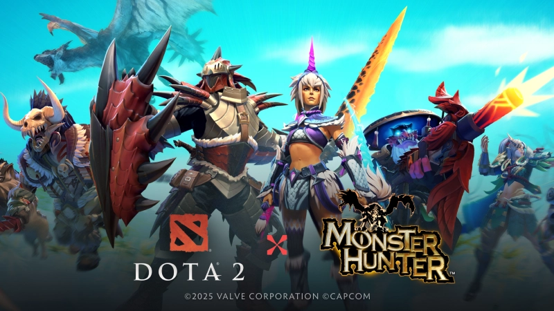 《Dota2》与《怪物猎人》的联动活动今日正式开启，其中有部分皮肤能够免费获取