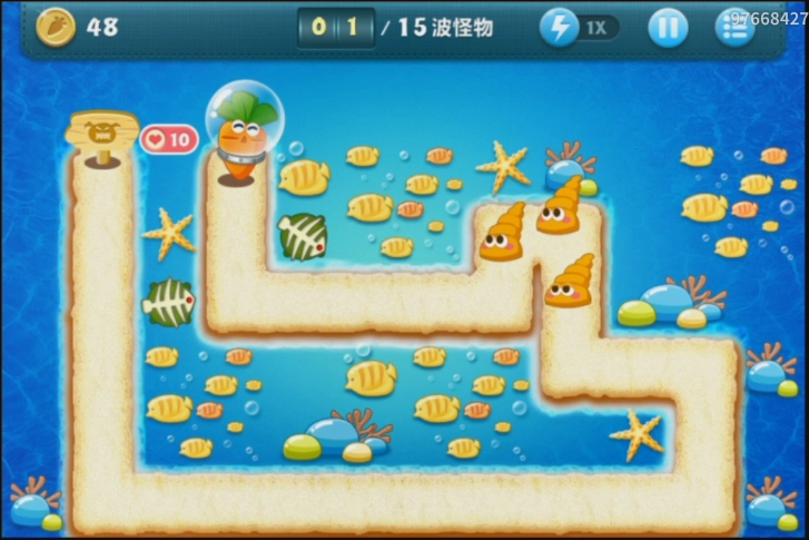 保卫萝卜深海2通关攻略图解，巧妙布置鱼骨塔防助你轻松过关