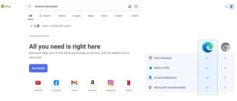 微软对Windows系统进行调整，以降低谷歌Chrome浏览器的下载速度