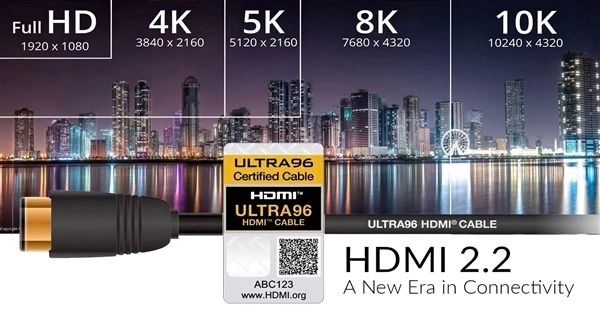 96Gbps带宽助力打造500Hz超高刷新率游戏体验！HDMI2.2Ultra96数据线即将首次亮相