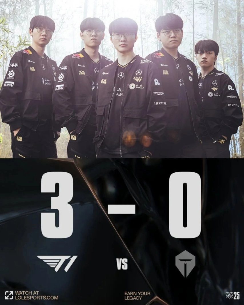 LOL：T1以3:0的比分零封TES，成功晋级S15决赛，完成一穿三LPL的壮举并与KT会师