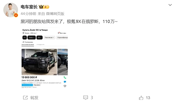 国产车在海外市场变身加价热门车型！极氪9X在俄罗斯的售价高达110万元
