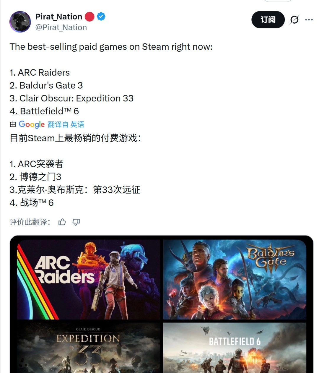 外媒总爱把AI妖魔化，可实际情况是Steam平台上最畅销的付费游戏，全都用到了AI技术