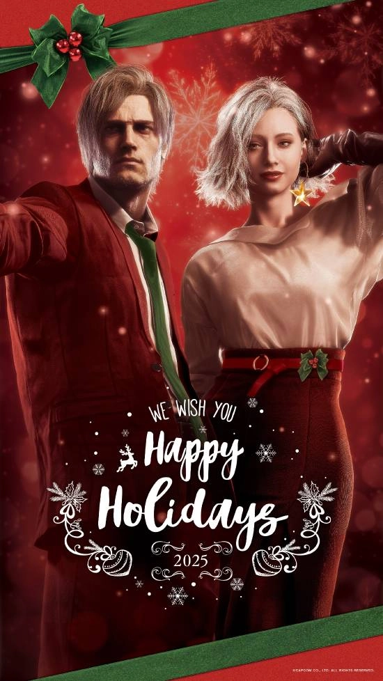 圣诞贺图来啦！《生化危机》里的里昂和格蕾丝颜值直接拉满