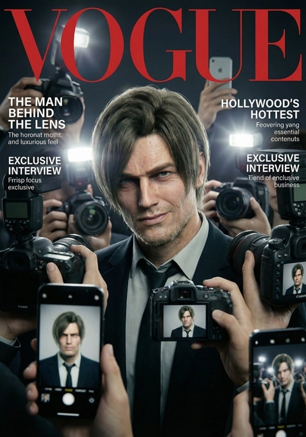 粉丝自制《生化危机9》杂志海报里昂和格蕾丝成为焦点人物