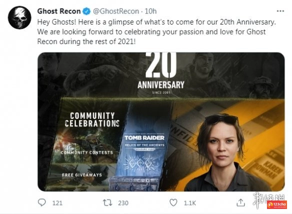 《幽灵行动断点》20周年纪念活动将联动《古墓丽影》