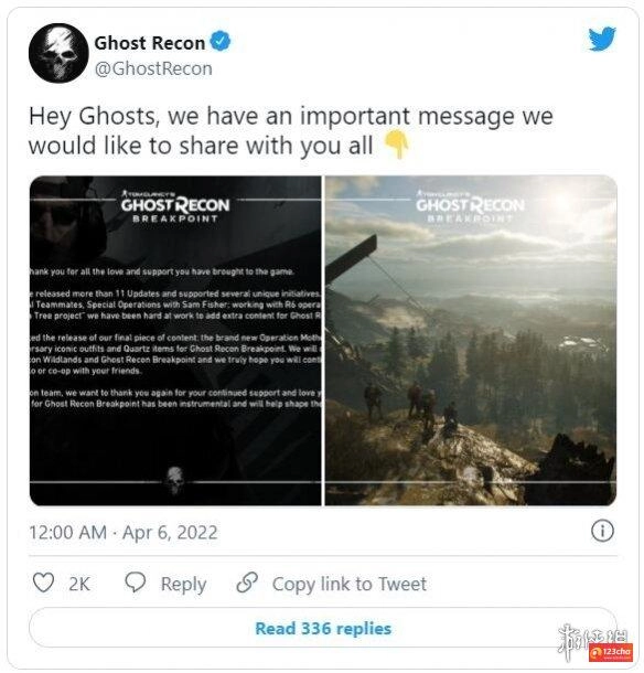 育碧宣布《幽灵行动:断点》停止更新 未来没有新内容了