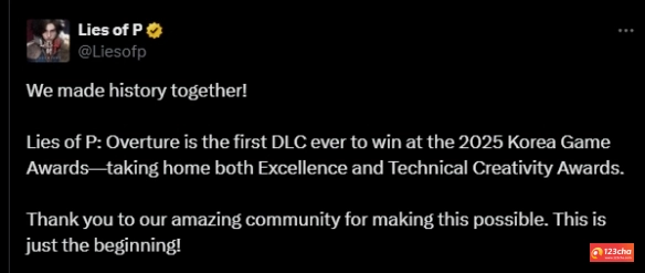 首次DLC获奖！《匹诺曹的谎言》DLC斩获韩国游戏奖项