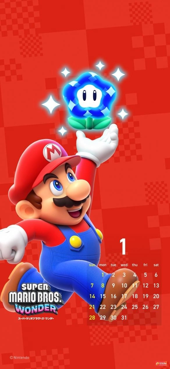 《超级马里奥兄弟：惊奇》官网更新2024年日历壁纸！