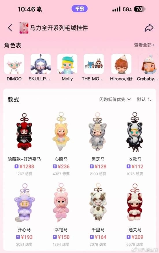 黄牛彻底赔本！泡泡玛特马年盲盒开售仅两天价格就跌破原价