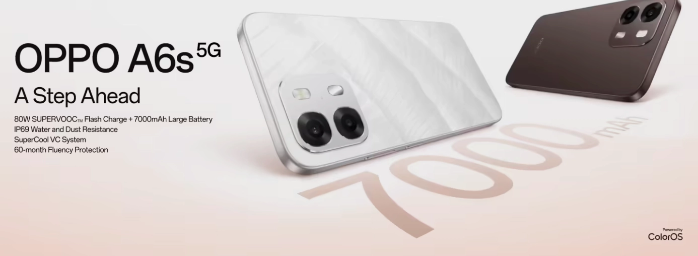 OPPO在海外市场发布A6s5G新机，配备6.75英寸大屏与长续航能力