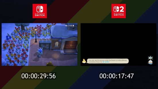 NS与NS2版《动物森友会》画面对决：分辨率提升加载速度极快