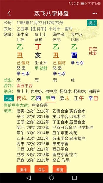 双飞八字排盘图1