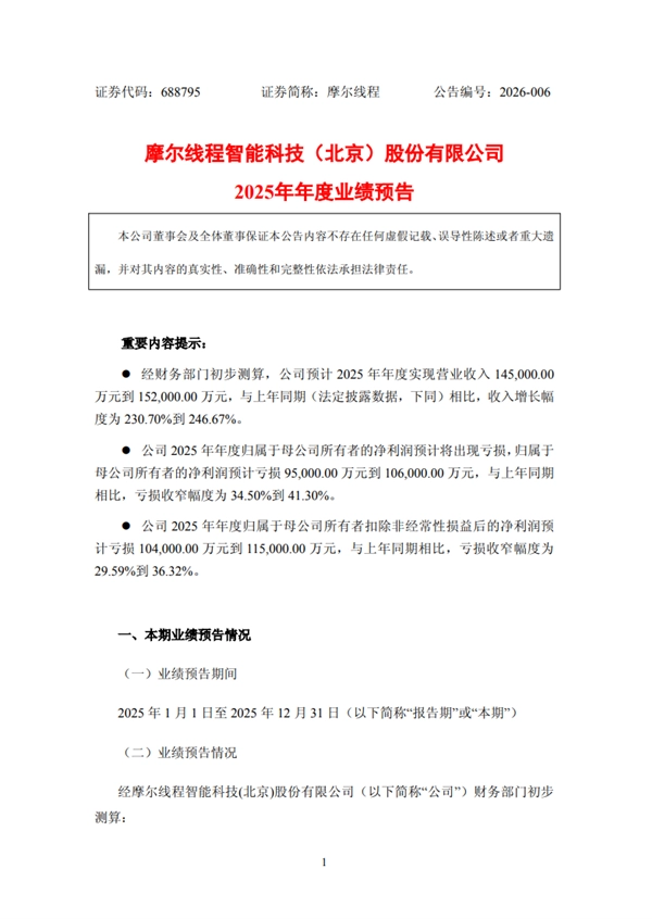 摩尔线程预测：2025年营收有望达到15亿元，同比增幅超230%