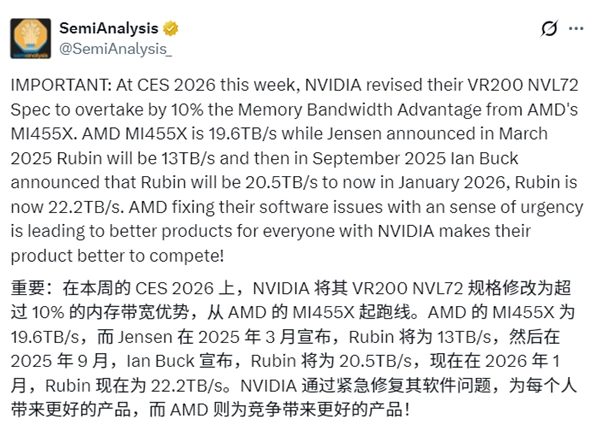 被AMD倒逼加速！NVIDIA下一代芯片不再挤牙膏：带宽猛增至22.2TB/s