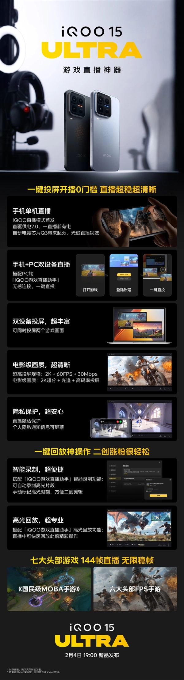 游戏直播好帮手！iQOO15Ultra配备一键投屏功能开播无门槛
