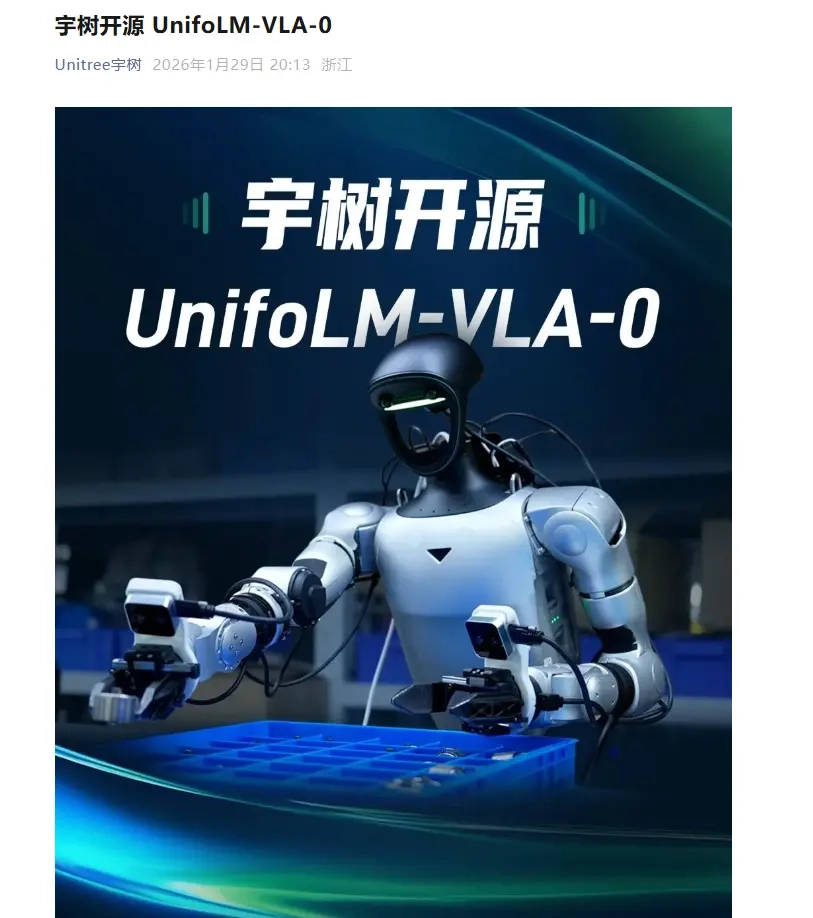 宇树推出的开源多模态视觉语言大模型UnifoLM-VLA-0