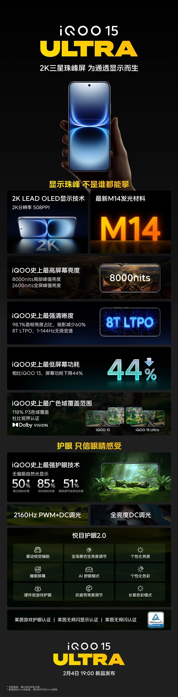 iQOO15Ultra正式宣布配备2K三星珠峰屏，峰值亮度高达8000nits
