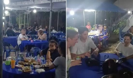 游客误把泰国葬礼当成自助吃席随意入座