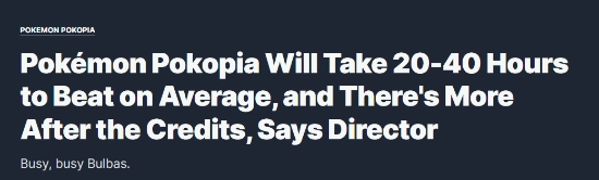 NS2平台宝可梦全新独占新作的体量信息出炉！通关时长在20至40小时之间