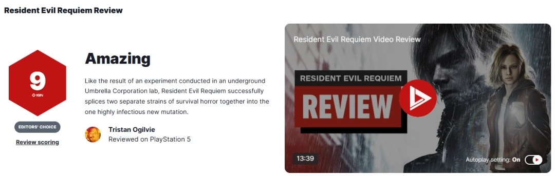 IGN为《生化危机9》打出9分 恐怖体验与爽快战斗贯穿始终