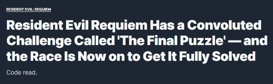 《生化9》竟藏着“终极谜题”！其复杂程度直接拉满